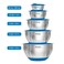Viking Culinary Stainless Steel Mixing Bowl Set 10 piece Nonslip Silicone Base Includes Airtight Lids Dishwasher Safe Blue