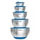 Viking Culinary Stainless Steel Mixing Bowl Set 10 piece Nonslip Silicone Base Includes Airtight Lids Dishwasher Safe Blue