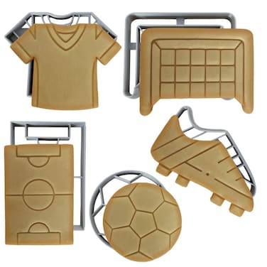 Moose Goods Soccer Cookie Cutter Set of 5  Soccer Ball Cookie Cutter Shapes  Stamps Sports Jersey Cookie Cutter for DIY Baking Supplies  Soccer with Shirt Cookie Cutter Kit for SportsThemed Party