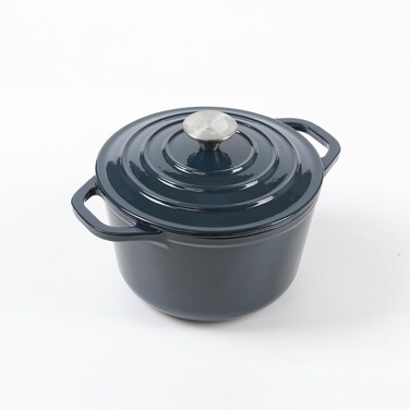 HAWOK Enameled Cast Iron Dutch Oven with Lid 15 Quart Deep Round Dutch Oven with Dual Handles Navy Blue