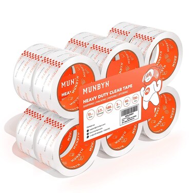 MUNBYN Packing Tape Heavy Duty Shipping Tape with Total 720 Yards 27mil 188 60 YardPer Rolls Great for Shipping Packing Moving Mailing Office Storage Clear Tape Refill for Dispenser