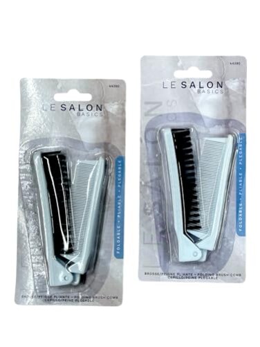 Folding Compact Travel Pocket HAIR BRUSHCOMB 1 Red 1 White by Le Salon