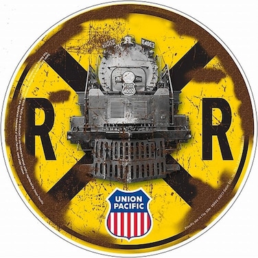 Signs 4 Fun Round Sign  Union Pacific Sign  12 Diameter  Embossed Aluminum Sign  Made in the USA