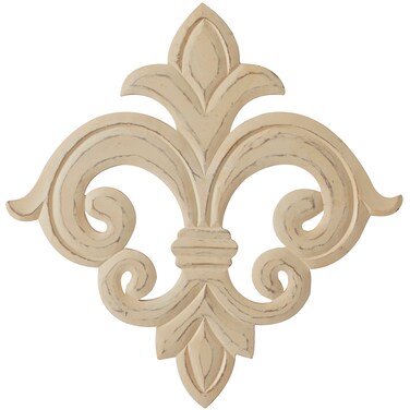 Deco 79 Wooden Fleur De Lis Home Wall Decor Carved Wall Sculpture Wall Art 24 x 1 x 24 White
