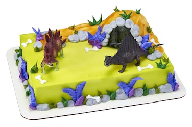 DecoSet Dinosaur Pals Cake Topper 2Piece Toppers Set Birthday Decorations with Interactive Figurines For All Size and Shape Cakes Stegosaurus and Dimetrodon Dinosaurs Food Safe