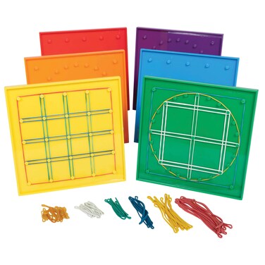 edxeducation DoubleSided Geoboards  5 x 5 Grid24 Pin Circular Array  Set of 6  Includes Rubber Bands  Ideal for Ages 5  Geometry Math Manipulative  Teach Angles and Symmetry
