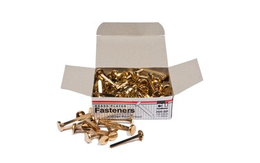 Charles Leonard Fasteners Round Head Brass Plated 112 Inch Shank 12 MM Head 100Pack 6RBP