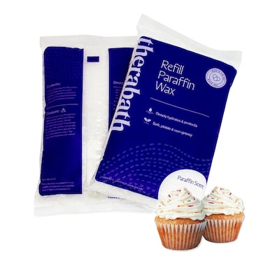 Therabath Paraffin Wax Refill  Thermotherapy  Use to Relieve Arthritis Discomfort Stiff Muscles  Dry Skin  For Hands Feet Body  Deeply Hydrates  Protects  Made in USA 6 lb Vanilla Cupcake