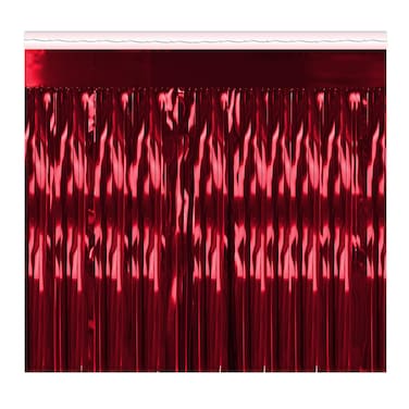 Packaged 1Ply Red Metallic Fringe Drape