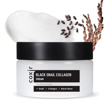 coxir BLACK SNAIL COLLAGEN CREAM l Black3Complex Black Rice Bean Sesame Snail Mucin Collagen Peptide l RepairingFirming l Korean Skin Care 30ml101 floz