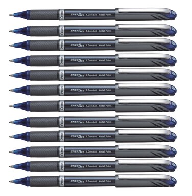 Pentel EnerGel NV Liquid Gel Pen 10mm Metal Tip Bold Line Capped Blue Ink