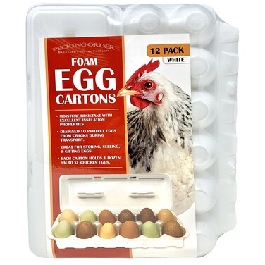 Pecking Order Foam Egg Cartons  White 12Pack