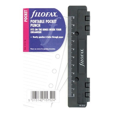 Filofax Organizer Accessory Portable Hole Punch 5125 x 3312 Black Pocket Size B210118