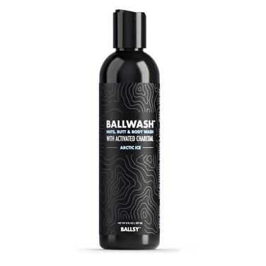 Ballsy Ballwash Holiday Scent Charcoal Body Wash for Men Natural Soap Moisturizing Shower Gel wCoconut Oil and Aloe Vera Arctic Ice 8 Fl oz