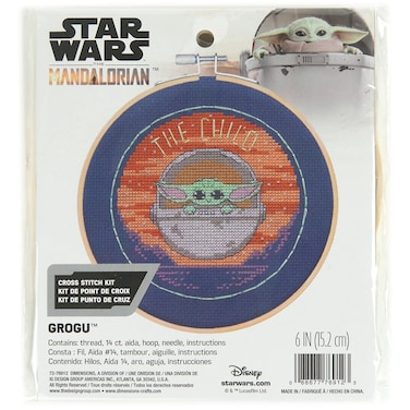 Dimensions 7276912 Star Wars The Mandalorian Grogu Counted Cross Stitch Kit 6 D 14 Cnt Navy Aida 5pcs
