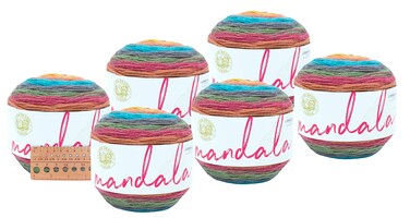 Lion Brand Yarn  Mandala  6 Pack with Needle Gauge Groot