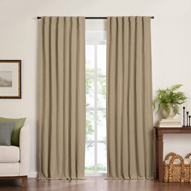 Elrene Home Fashions Harrow Solid Texture Blackout Single Window Curtain Panel 52x95 Linen