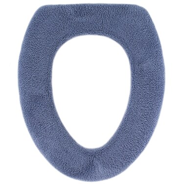 WarmnComfy Soft Toilet Seat Cover  Plush Thick Fabric Toilet Seat Warmer for Round  Elongated 14x18 Toilet Seats  Reusable MachineWashable EasyInstall  GiftReady Packaging  Infinity Blue