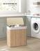SONGMICS Laundry Hamper 396 Gallons 150L 3Section Laundry Basket Laundry Hamper with Lid Bamboo Foldable Removable and Machine Washable Liner for Laundry Room Bedroom Natural ULCB091N01