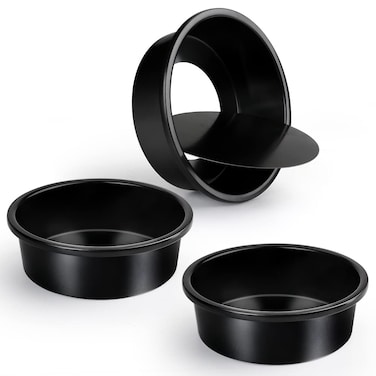 Cyimi 6 Inch Round Cake Pan Set of 3 Nonstick Coating Baking Round Cake Pans with Remvable Bottom for Birthday Layered CakesParty Circle Cake Tins With Wider Grips for Oven Air Fryer Black