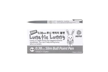 ZEESOON Xeno Lunatic Lunny 038mm Slim Ball Point Pen Dozen Box 12 Pcs Made in Korea Black 12pcs