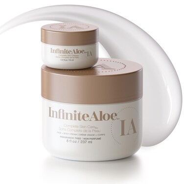 InfiniteAloe Moisturizer Face Cream Aloe Vera for Face Body and Hand Complete Skin Care for all skin types Everyday Hero Fragrance Free  Large Jar 8 oz  Travel Jar 05 oz