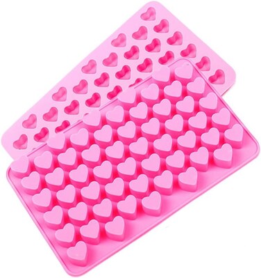 Heart Shaped Chocolate Silicone Molds 2 PCS 55Cavity Mini Love Heart Silicone Mould Candy Jelly Ice Cube Sweets Molds DIY Wax Melt Mold Baking Accessoire for Party Cake Decoration