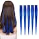 5 Pcs blue hair extensions 18 Inches Colored Christmas Party Highlights Straight Hair Clip in Human Hair Extensions in Multiple Colors