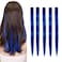 5 Pcs blue hair extensions 18 Inches Colored Christmas Party Highlights Straight Hair Clip in Human Hair Extensions in Multiple Colors