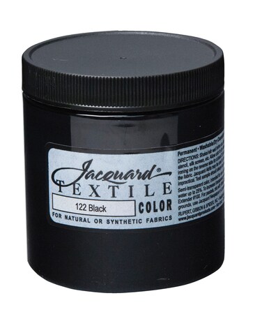 Jacquard Fabric Paint for Clothes  8 Oz Textile Color  Black  Leaves Fabric Soft  Permanent and Colorfast  Professional Quality Paints Made in USA  Holds up Exceptionally Well to Washing