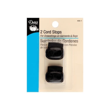 Dritz 4681 Cord Stops for Drawstrings on Garment and Bags Black 2Count
