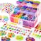 Inscraft 17500 Rubber Loom Bands with 3 Layer Pink Container 28 Colors 600 SClips 352 Beads 40 Cartoon Pendant Bracelet Making Refill Kit for Kids