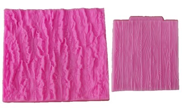 2pcs Tree Bark Mold Wood Grain Silicone Mold Tree Texture Fondant Impression Lace mat Barn Mold Tree stamp Impression Mat for Cake decorationresinClay