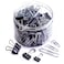 Officemate 340 Assorted Paper Clips and Binder Clips Reusable Storage Tub SilverBlack 31040
