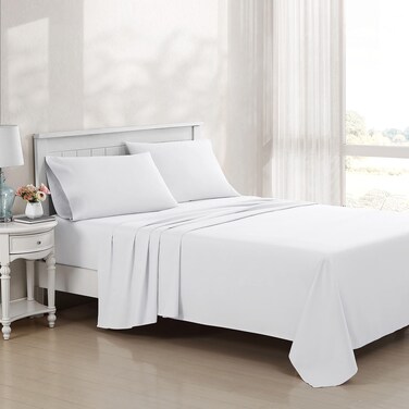 Laura Ashley King Sheet Set Luxury Sateen Cotton Bedding 800 Thread Count Soft  Smooth Home Decor Solid White King