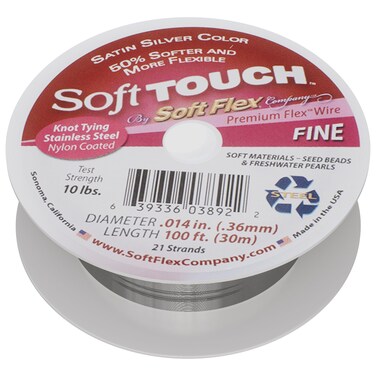 Soft Flex 21 Strand Stringing Wire  Flexible Braided  Fine 014 Diameter  Jewelry Making Bead Wire  Satin Silver