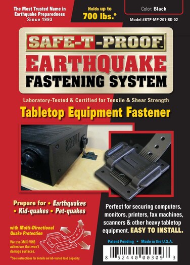 SafeTProof STPMP201BK02 Earthquake Fastening System Tabletop Equipment Fastener Black