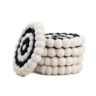 Round Felt Ball Coasters  100 Merino Wool Table Coasters  Felt Coaster Pads Absorbent Trivet for Drinks  Heat Resistant Thick  Durable Hand Felted in Nepal by Woolygon Multicolor  Set of 5