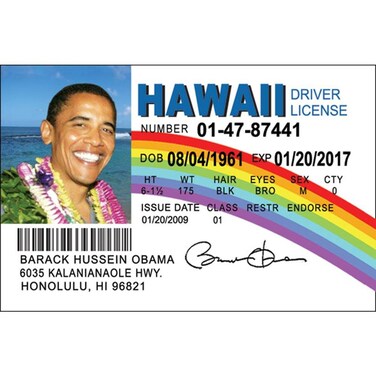 Signs 4 Fun Parody Drivers License  Obama Hawaii ID  Fake ID Novelty Card  Collectible Trading Card Drivers License  Novelty Gift for Holidays  Made in The USA
