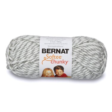 Bernat Softee Chunky Yarn 35 Oz Gauge 6 Super Bulky Grey Ragg