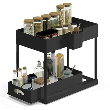 Hearth  Harbor 2Tier Under Sink Organizer Black Plastic 12 H x 8 W x 155 L