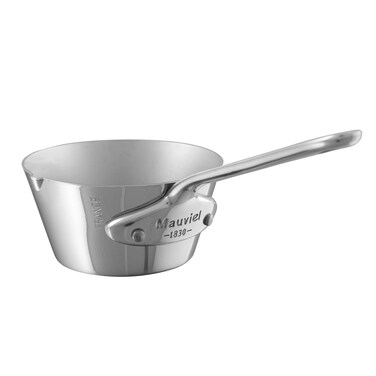 Mauviel MMinis 1mm Stainless Steel Mini Splayed Saute Pan With Pouring Edge And Cast Stainless Steel Handle 015Qt Made in France