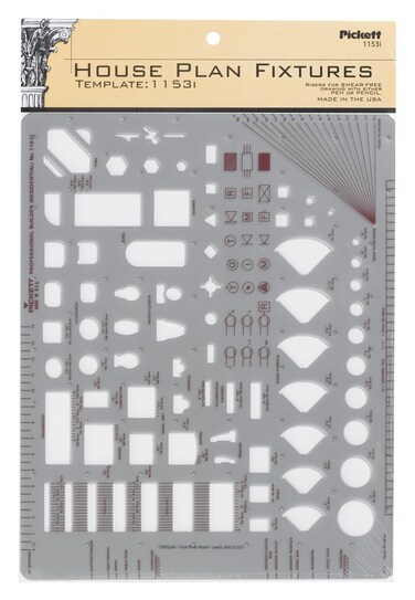 Pickett House Plan Fixtures Kitchen and Bath Template 14 Inch Scale 1153I