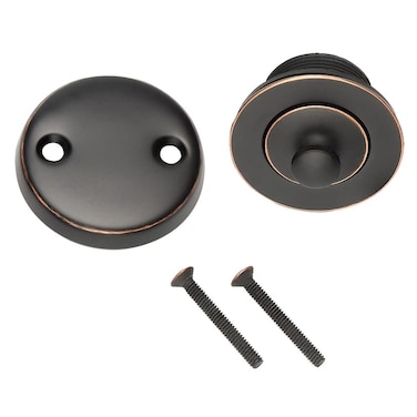 Lift and Turn Bath Drain Plug Kit with TwoHole Overflow Faceplate Oil Rubbed Bronze