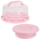DZ CLAN Cake Carrier Carrier Cupcake Holder with Cake Turntable Cake Carrier with Lid and HandlePink