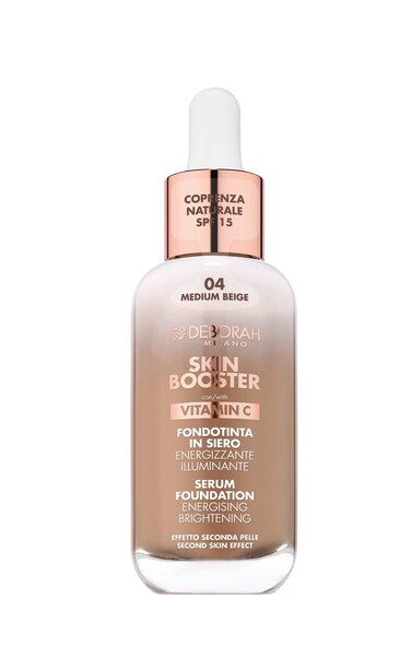 Deborah Milano  Skin Booster Fondotinta in Siero SPF 15 N4 Medium Beige Energizzante e Illuminante con Vitamina C 30 ml