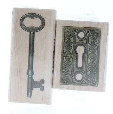 Inkadinkado Wood Stamp Set Lock n Key