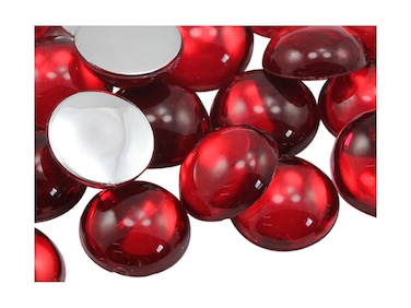 7mm Red Ruby TM Flat Back Acrylic Round Cabochon Pro Grade  100 Pieces