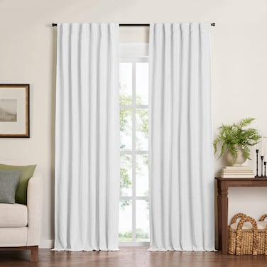 Elrene Home Fashions Harrow Solid Texture Blackout Single Window Curtain Panel 52x95 White