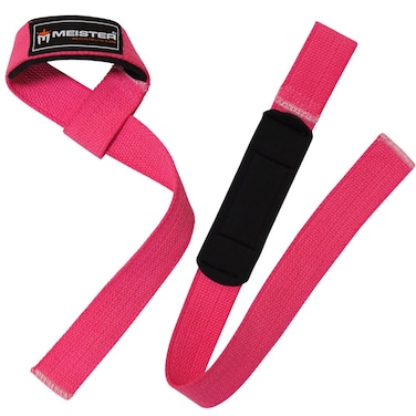 Meister NeoprenePadded NoSlip Weight Lifting Straps for Grip Pair  Pink